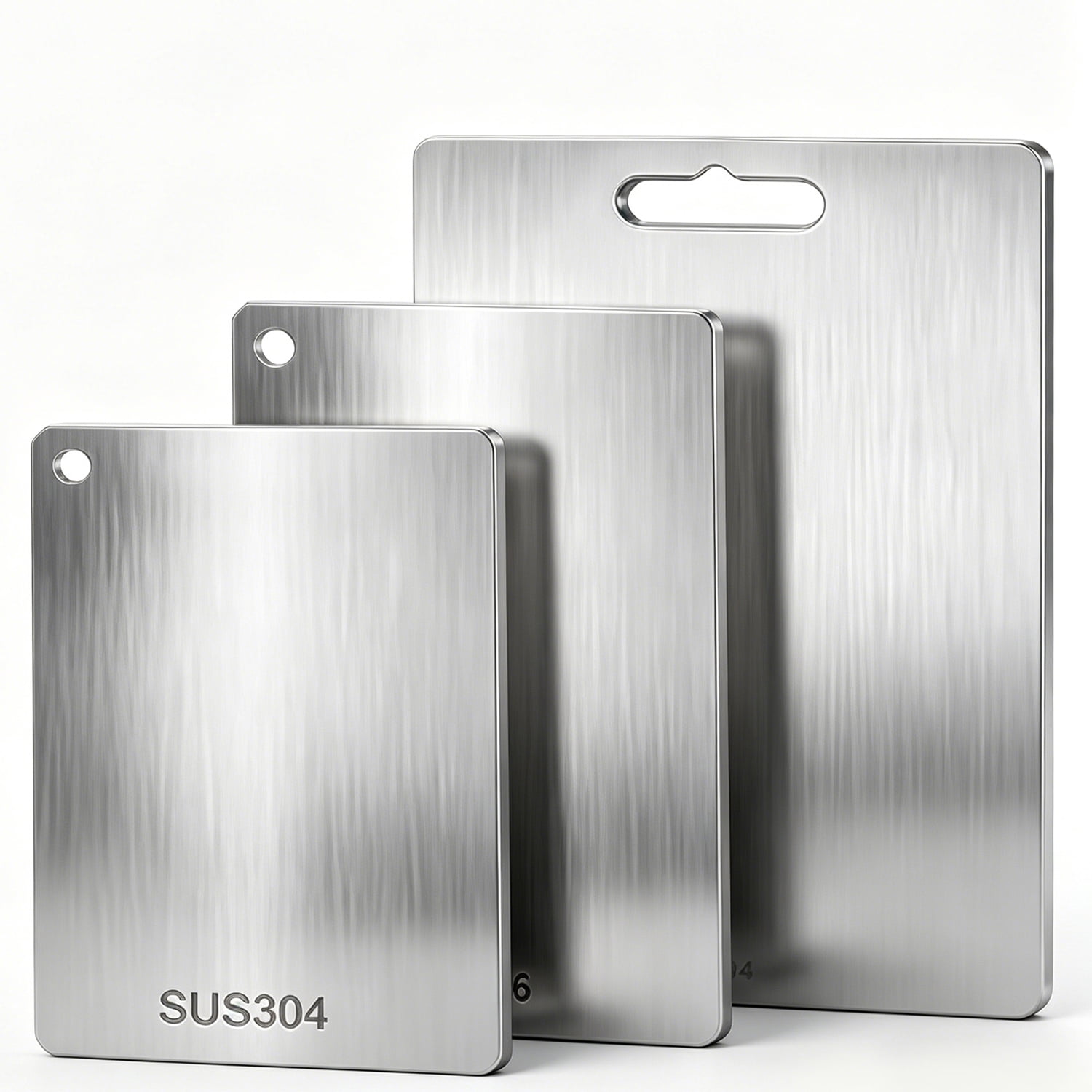 Kitchen Chopping Board, 3 Sizes Stainless Steel Cutting Board for Baby Food Making, Cutting Plate with Hanging Hole for Meat, Vegetables, Fruits, Dough