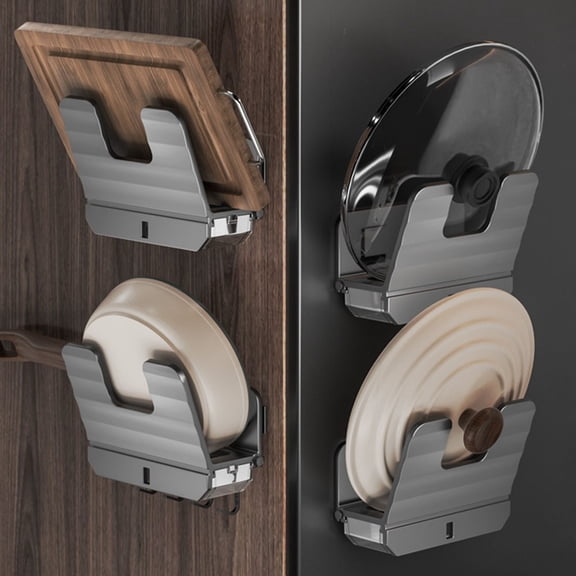 Kitchen Chopping Board Rack Hooks Hanger Pot Lid Rack Hooks Pan Lid Wall Rack Gray With Hooks YIWEI
