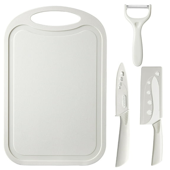 Kitchen Chopping Board Set - 4 Piece Cutting Board and Knife Set with Non-Slip Design, Easy to Clean, Safe Storage Sheaths for Efficient Food Preparation