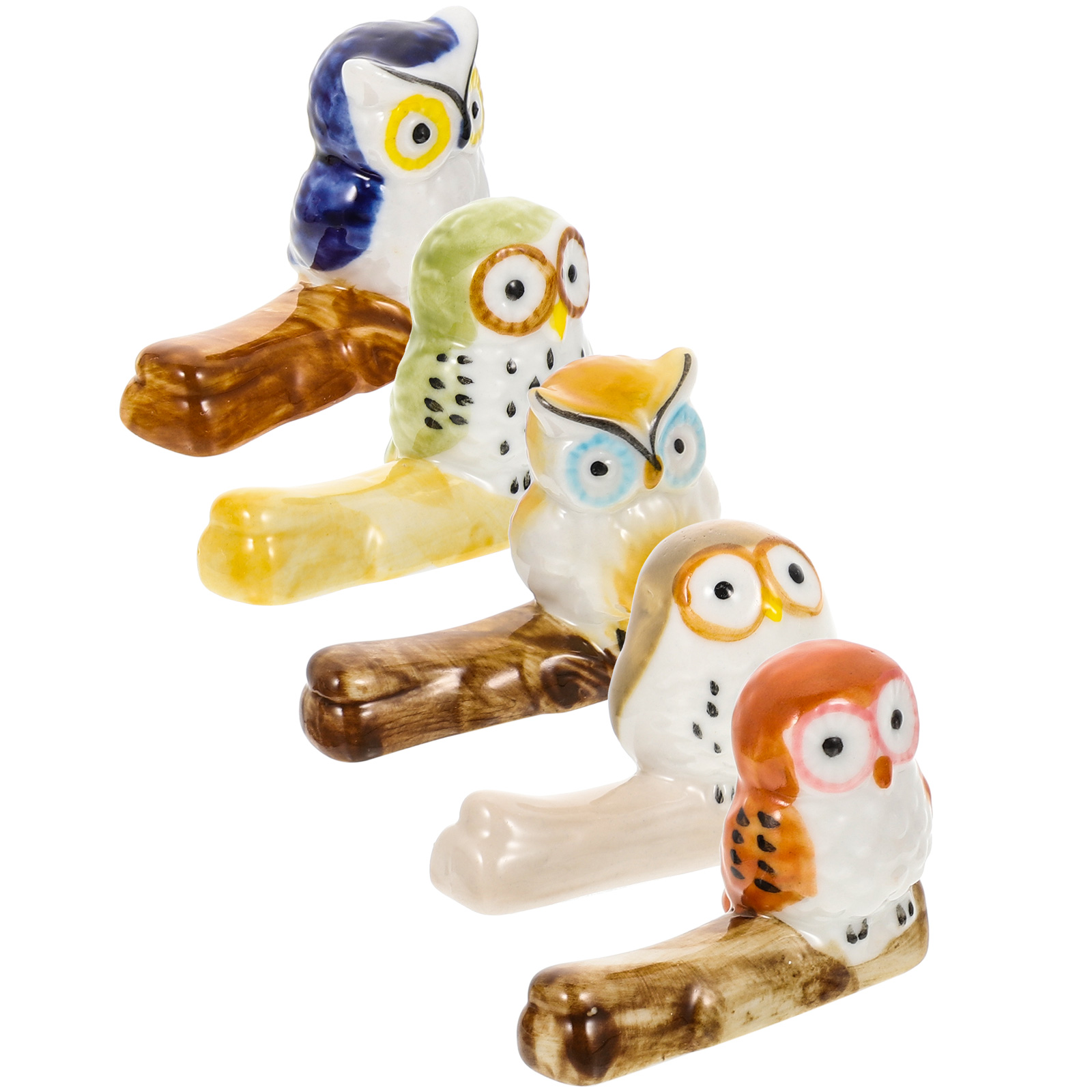 Kitchen Chopstick Rest Ceramic Organizing Rack Owl Shape Chopsticks Pretty Ceramics 5 Pcs