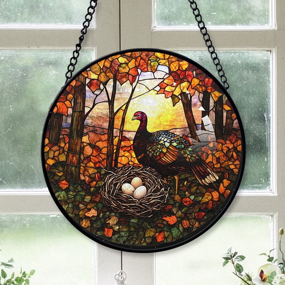 Kitchen Christmas Gift - Magicalest Turkey Christmas Stained Glass Hanging Ornament - Warm Holiday Tree Decoration, Christmas Gift for Mom, Dad, Friends, Family