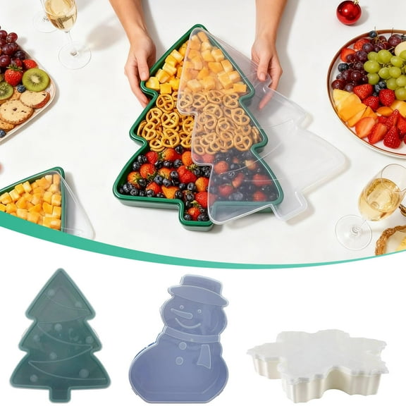 Kitchen Christmas Gift Storage Box, Holiday Themed Container For Cookies, Snacks, Ornaments, Festive Food Storage Container With Lid