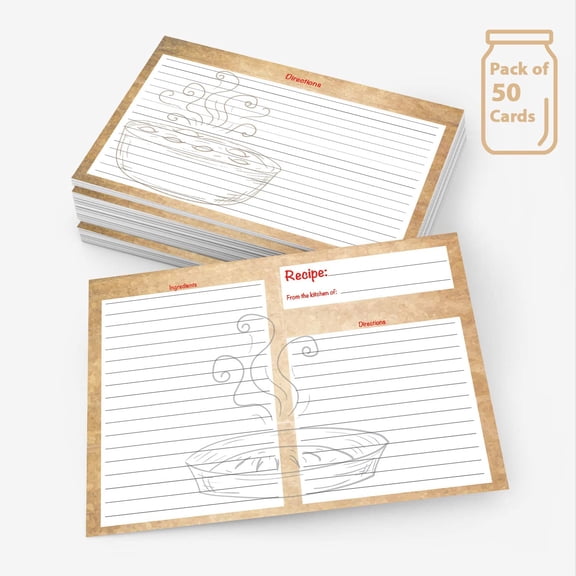 Better Crafts Kitchen Classics Recipe Cards Double-Sided Brown 4" x 6", 50 Sheets