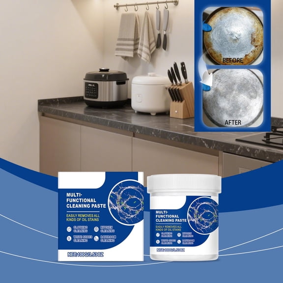 Kitchen Cleaner, Multifunctional Cleaning Paste for Household Use Powerful In Removing Oil and Stains Suitable for Outdoor Household Cleaning
