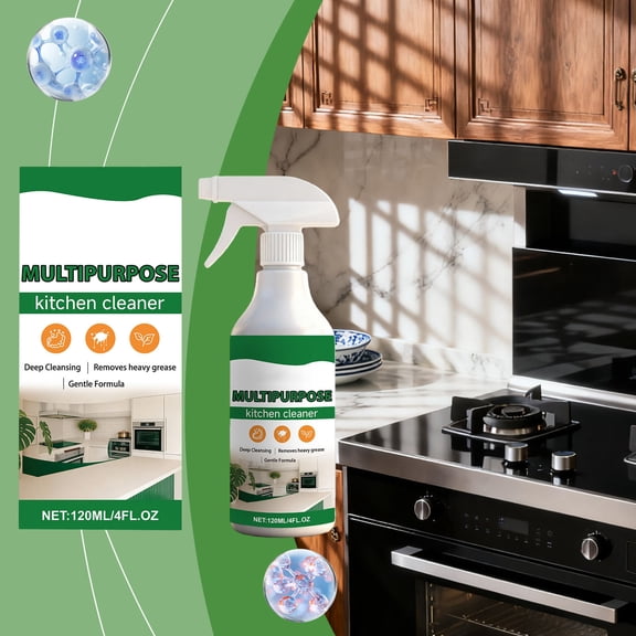 Kitchen Cleaner Spray | Household Degreaser Heavy Duty | All-Purpose Cleaning Solution, Lemon Scent, Stain Remover for Range Hoods, Tiles, Stainless Steel, 120ml