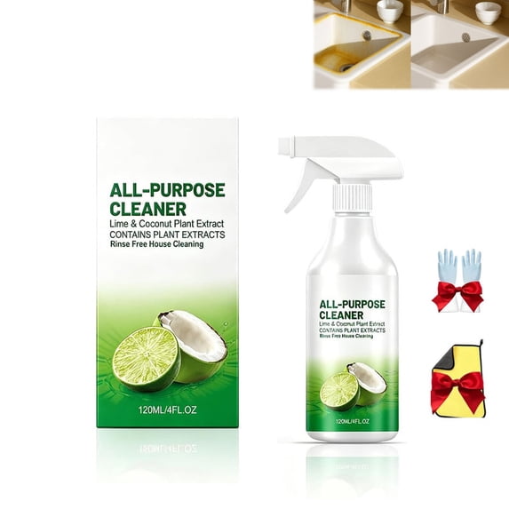 Kitchen Cleaner Spray - Lemon Scented All-Purpose Countertop Degreaser - No-Rinse Formula Safe for Food-Prep Surfaces - Heavy Duty Grease Remover for Tile, Glass, and Granite
