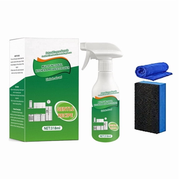 Kitchen Cleaner Stain Remover Spray, Natural Enzyme, Multifunctional Kitchen Appliance Cleaner Spray, Kitchen Oil Stains Cleaner for Appliance/Hold/Oven/Stove/Sink Range Hood,318ml