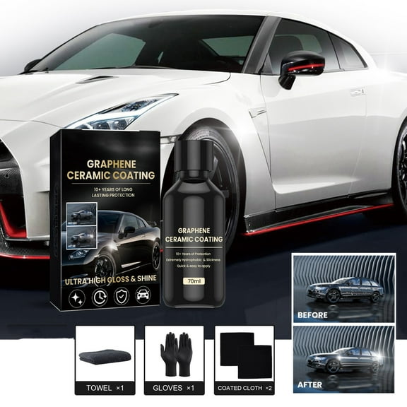 Clearance Cleaning Agents under $6 Advanced Ceramic Coating For Cars Ceramic Car Auto Detailing Kit (70ml) 10+ Years Of Long Lasting High Gloss Apply After Car Wash & Paint