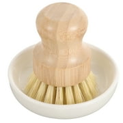 Kitchen Cleaning Brush Round Mini Dish Bamboo Base Frame Ceramics Electric Scrubber Brushes to Wash Dishes