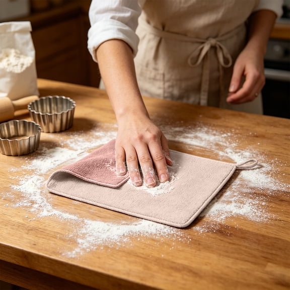Kitchen Cleaning Cloth with Hanging Loop, Microfiber Dish Towel Washcloth, Super Absorbent Thickened Dishtowel, Lint Free Reusable Dishes Rags For Bathroom Car Household Cleaning