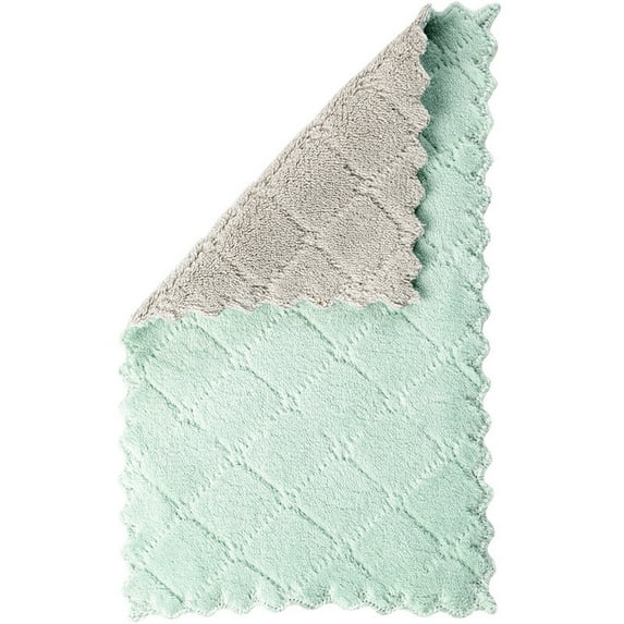 Kitchen Cleaning Cloth Washcloths,Premium Dishcloths, Reusable Cleaning Products,Extra Soft Absorbent Coral Velvet Wash Cloth,Machine Washable,(Green-Grey)