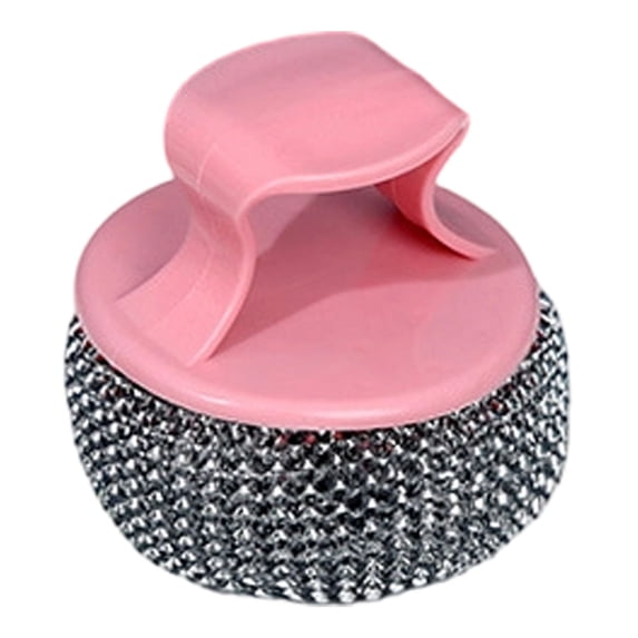 Kitchen Cleaning Scrub Brushes Dish Scrub Brushes Pot Cleaning Brush with Non-Hurt Hand Strap Handle, Ergonomic Compact Size 2.6X1.8 Inches, Durable Stainless Steel & Silicone Scrubber for Non-Stick