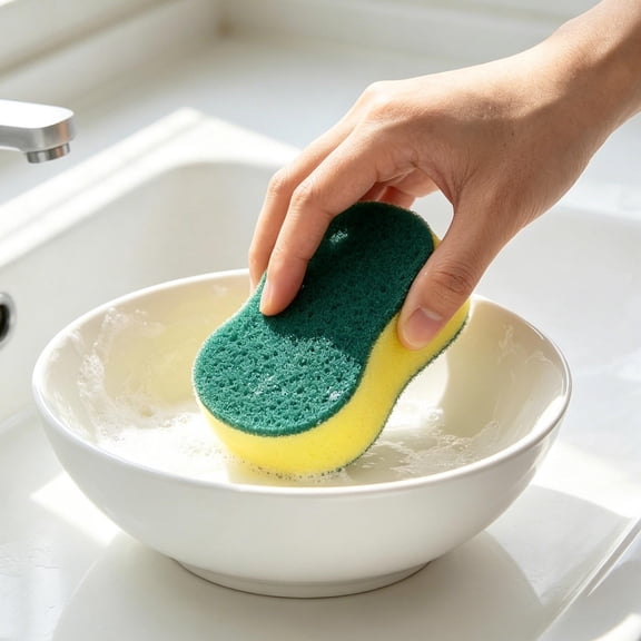 Kitchen Cleaning Sponges for Dishes Pots and Pans - Non Scratch Scrub Sponge Pads for Home Use - Compact Scouring Sponges for Ceramic Metal Plastic Tableware