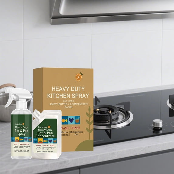 Kitchen Cleaning Spray Degreaser, Mild Household Grease and Stain Remover for Multi-Surface Kitchen and Dining Area Cleaning, High-Efficiency Cleanser