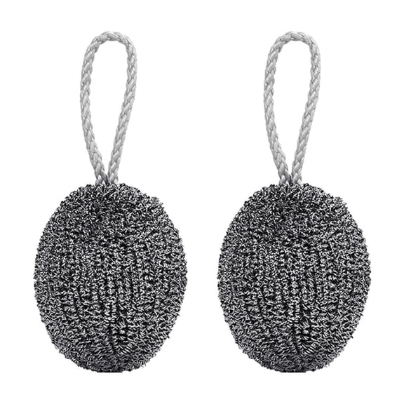Kitchen Cleaning Supplies Hangable Steel Wool Cleaning Set Of 2 With Rope for Kitchen and Bathroom Scrubbing Reusable Cleaning Tool 2PCS, 2.76×1.6 inch, Silver