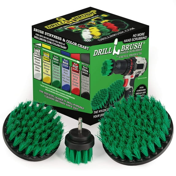 Kitchen Cleaning Supplies Set - Tile Electric Spin Scrubber - Stainless Steel Cleaner for Stove, Sink, and Oven - Household Cleaning Tools - Green Medium Stiffness Nylon Brush - Cast Iron Scrubber