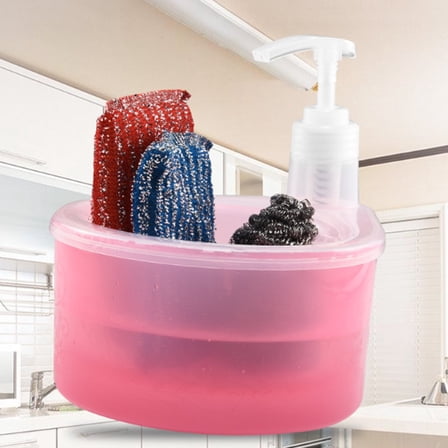 Kitchen Cleaning Supplies,Soap Dispenser And Sponge Holder Easy Dispensing Multifunctional Non Slip Base 1L Dishwashing Soap Pump Dispenser For Home Bathroom