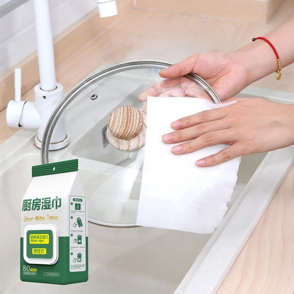Kitchen Cleaning Wipes, No Rinse Degreasing Stain Removal Towels Strong Cleaning Power, Disposable Kitchen Cleaner for Stove Dishes Range Hood Home