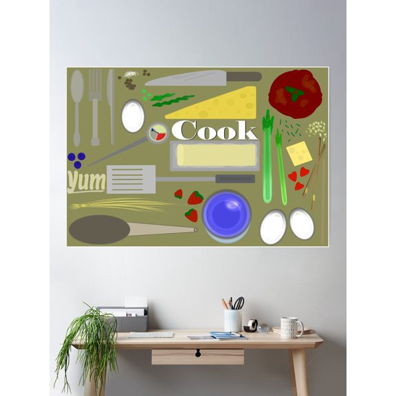 Kitchen Clipart Poster Wall Art, Modern Wall Decor For Living Room Bedroom, 8x12 UNFRAMED