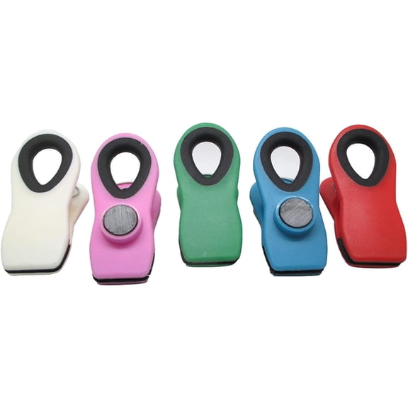 Kitchen Clips Pack of 5, Magnetic with Airtight Seal Grip Refrigerator Storage Clips in Assorted Colors