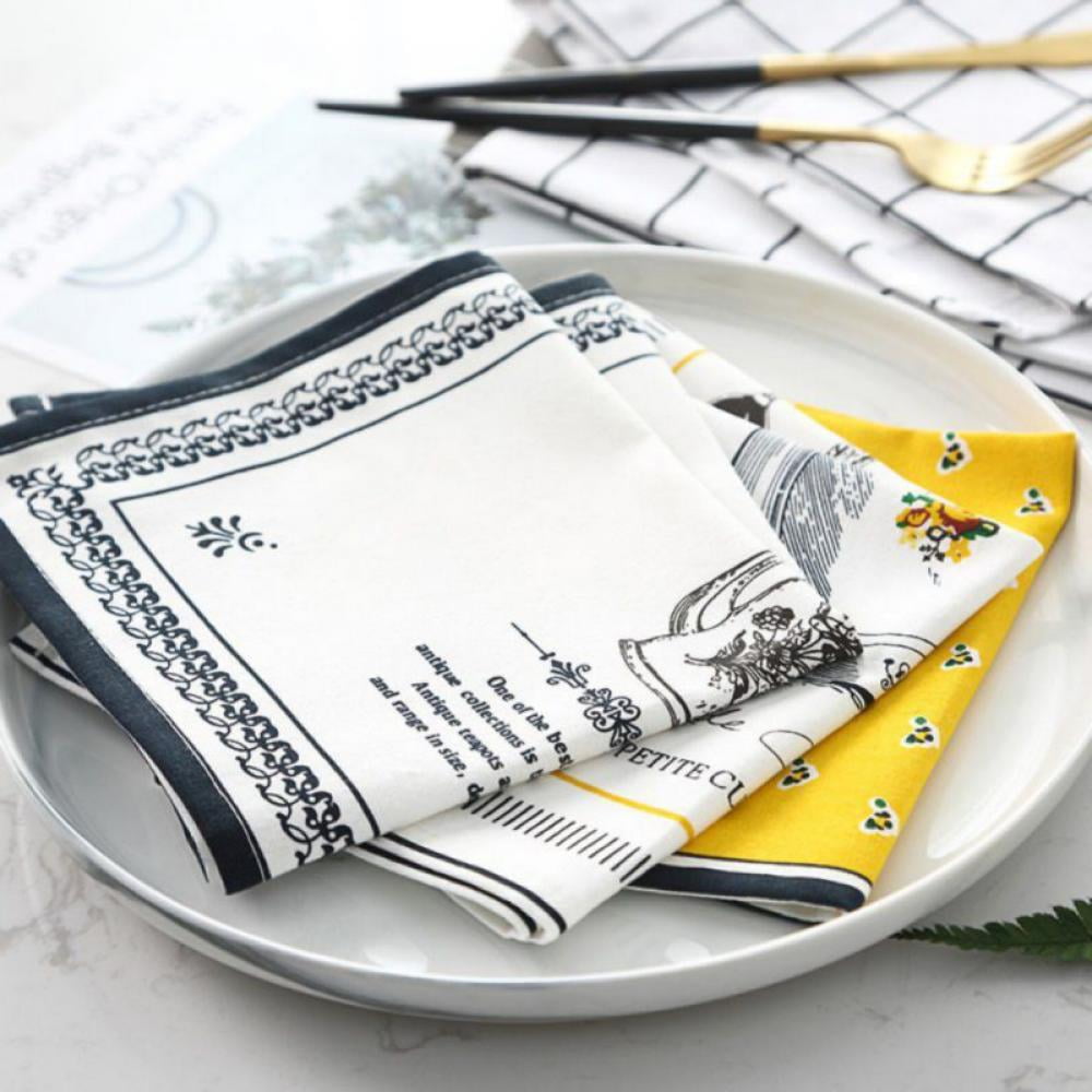 Kitchen Cloth Napkins 12 by 13 Inches, 1 Pack Print Dinner Napkins, Cotton Linen Soft Durable