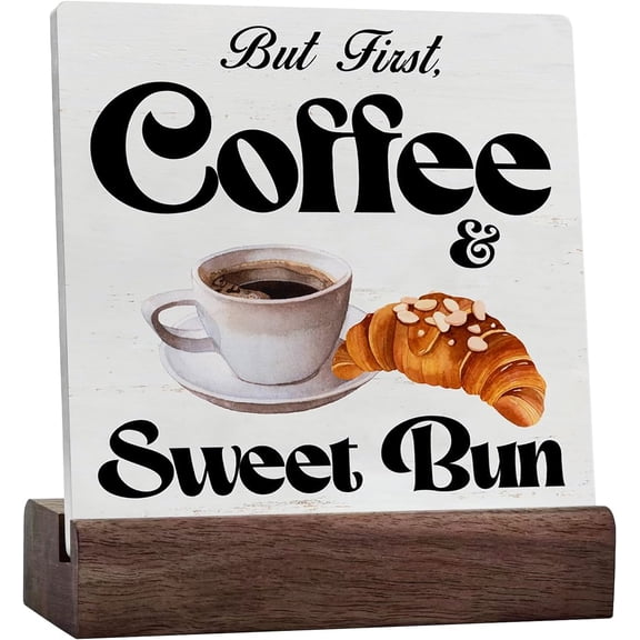 Kitchen Coffee Ceramic Table Sign But First Coffee And Pan Dulce Desk Decorative Coffee Lover Sign Home Kitchen Decor For Desk Table Shelf