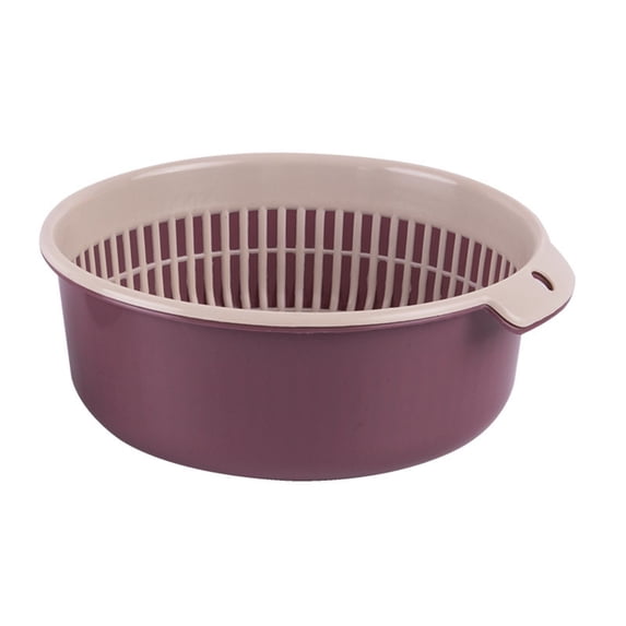 Kitchen Colander Bowl, Double Layer Drain Basket, Detachable Round Fruit Vegetable Washing Colander for Quick Drain, Multi-Purpose Washing Bowl for Veggies, Berries, Rice and Food Prep