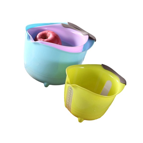 Kitchen Colander Bowls Set of 3 with Different Size Clear Measurement Design for Draining Rice Noodles Vegetables