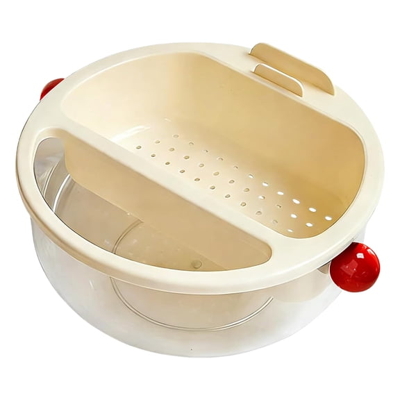 Kitchen Colander Set with Bowl Strainer,Plastic Fruits and Vegetable Washing Basket,Dishwasher Friendly Double Layered Drain Basin,BPA Free,for Picnic Camping Outdoor Food Prep Kitchen Home(Red)