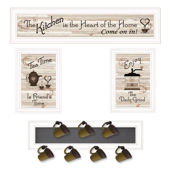 Kitchen Collection IV 4Piece Vignette with 17Pegs Mug Rack Wood Multi-Color