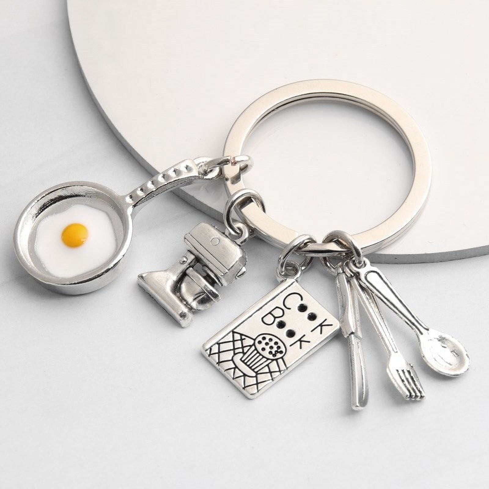 Womens Fashion Keychain Metal Key Ring with Combination Cutlery Design Beautiful Key Chain Accessory Stylish Key Holder