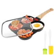 4 Cup Egg Pan with Lid, Nonstick Egg Frying Pan for Breakfast Sandwiches, Induction Compatible Skillet