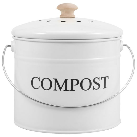 Kitchen Compost Bin 0.8 Gallon Metal Countertop Compost Bin with Lid and Handle Smell Resistant Indoor Waste Bucket for Food Waste