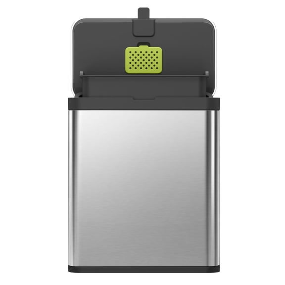 Kitchen Compost Bin, 7L / 1.85 Gal Stainless Steel with Removable Inner Bucket and Deodorizer Compartment, 2-in-1 Countertop Compost Bin with Lid, Food Waste Caddy for Kitchen (MMT & Black Finish)