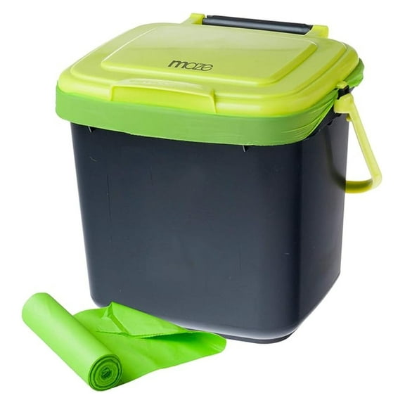 Kitchen Compost Bin with Bags, 1.85 Gallon MAZE Caddie - Countertop Compost Container for Food Scraps, Lockable Lid, Biodegradable Compost Bags Included