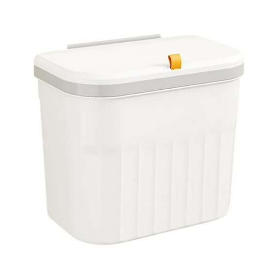 Kitchen Compost Bin Hanging Trash Can with Lid, 2.1 Gallon Stainless Steel Trash Can Compost Bin for Cabinet, Under Sink, Bathroom (2.1 Gallon, 8L Ivory White)