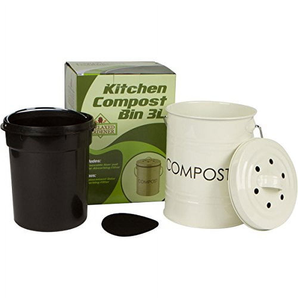 LALASTAR Countertop Compost Bin with Lid, Made of Sustainable Bamboo Fiber,  Odorless Kitchen Compost Bucket, 1 Gallon, Cream
