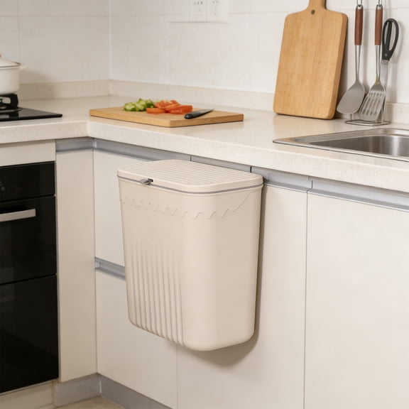 Kitchen Compost Bin for Counter Top or Under Sink, Hanging Small Kitchen Trash Can with Lid, Wall Mounted Waste Basket Bin Garbage Can for Bathroom