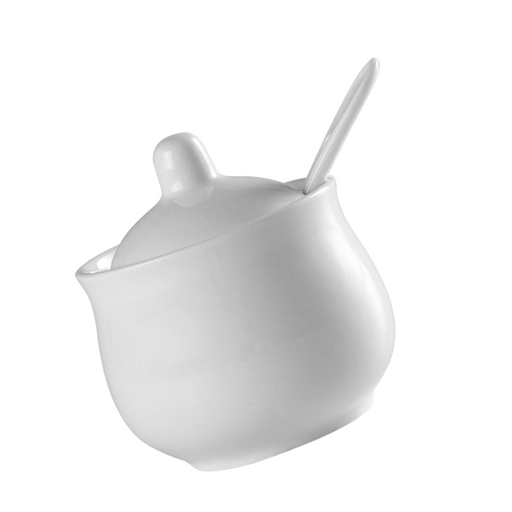 Tea Service Condiments Kitchen Condiment Jar Ceramic: with Spoon Ceramic Sugar Honey for Home ...