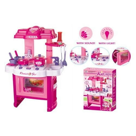 Kitchen Connection 24" Deluxe Beauty Kitchen Appliance Cooking Play Set With Lights & Sound