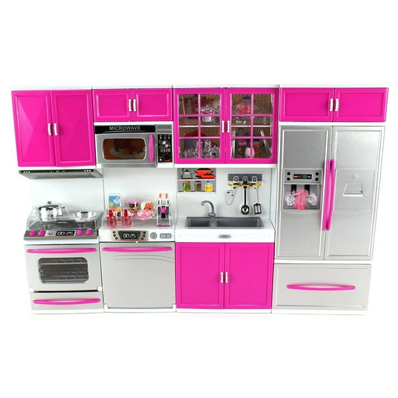 Kitchen Connection My Modern Kitchen Full Deluxe Kit Kitchen Playset : Refrigerator, Stove, Sink, Microwave - Pink