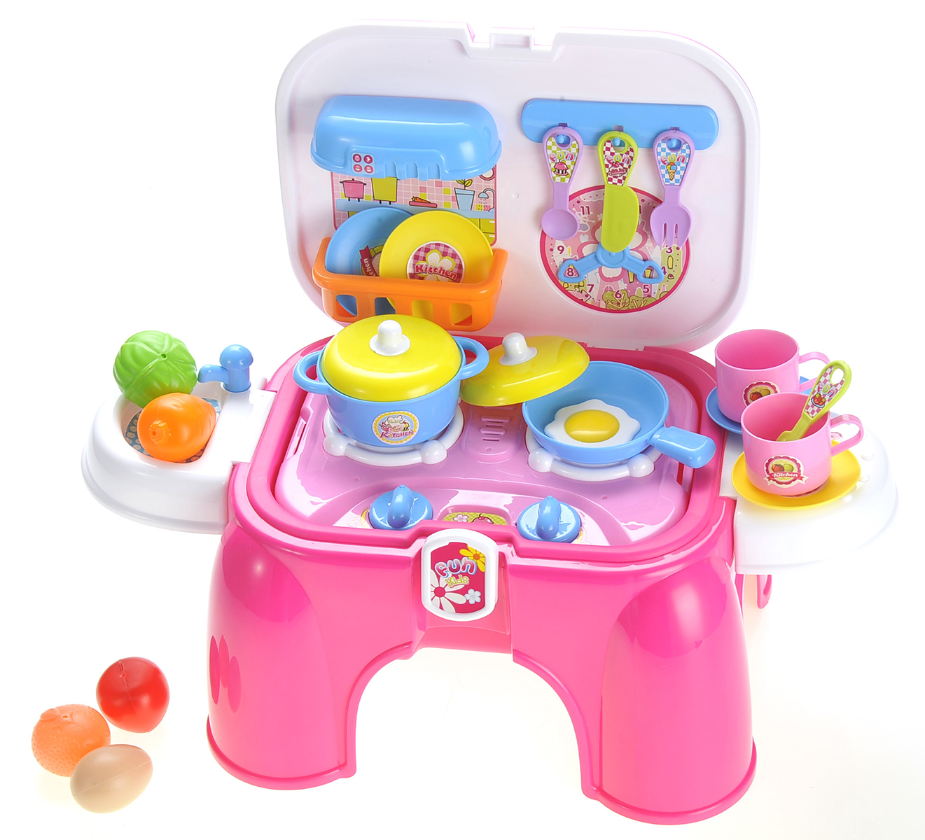 Kitchen Connection Portable Kids Kitchen Cooking Set Toy With Lights And Sounds, Folds Into Stepstool - image 1 of 8