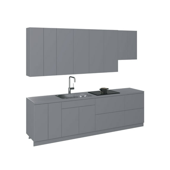 Kitchen Contemporary Collection Gray Color Base Size 9.5Ft Wide