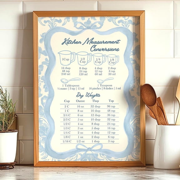 Kitchen Conversion Chart Cooking Baking Measurement Guide Unframed Paper Print