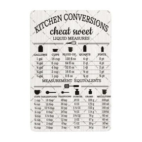 Kitchen Conversions Chart Sign Kitchen Conversion Measurement Cheat Sheet Imperial Metric Units (Aluminum) Size: 8 x 12 inch