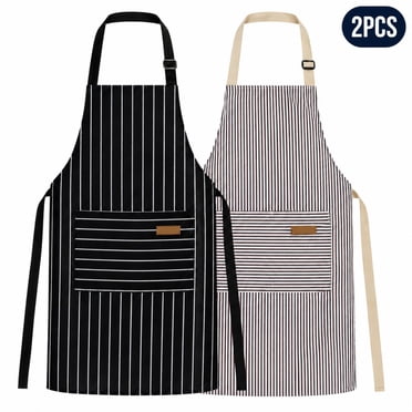 Kitchen Cooking Aprons for Women and Men Adjustable Chef Apron with Pockets 2 PCs