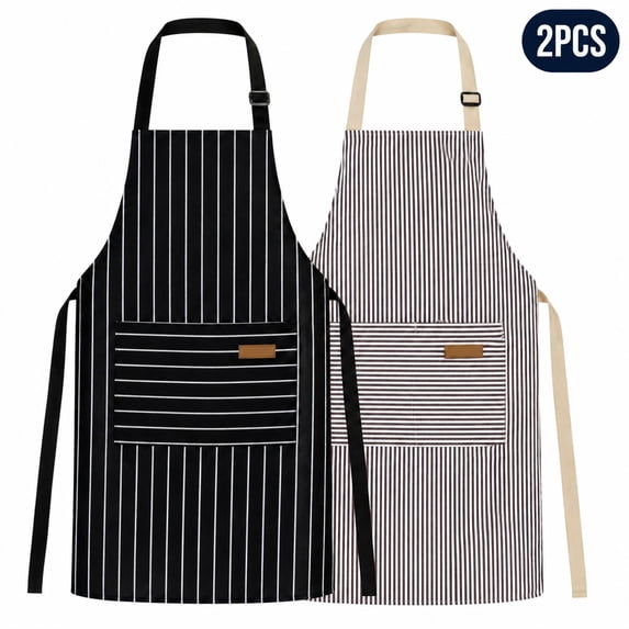 Kitchen Cooking Aprons for Women and Men Adjustable Chef Apron with Pockets 2 PCs