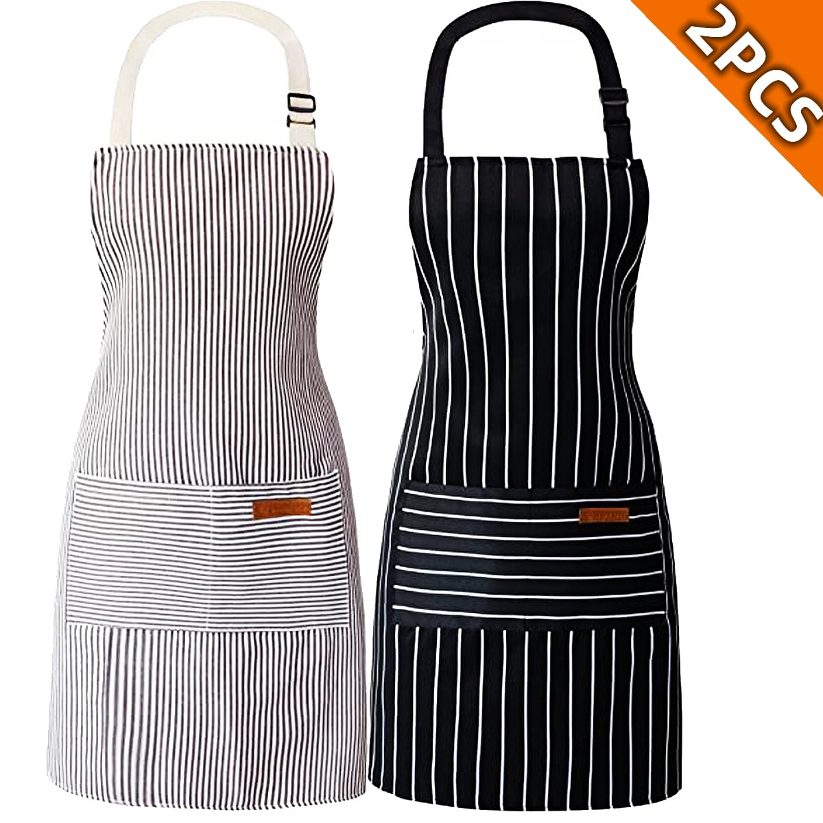 HEQUSIGNS 2Pcs Women Floral Aprons with 2 Pockets, Kitchen Cooking Aprons,  Adjustable Bib Soft Chef Apron, Cute Baking Gifts for Bakers 