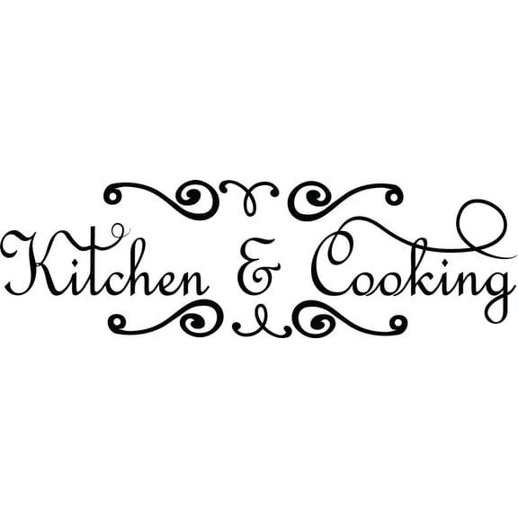 Kitchen & Cooking Sign Lettering Fancy Text Sign Decor Custom Wall Decal Vinyl Sticker Art 8 Inches X 20 Inches