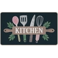 thumbnail image 1 of Kitchen Cooking Utensil Decorative Front Door Mat, Kitchen Ware Doormat Indoor Outdoor Non-Slip Floor Entryway Rug, Black Home Kitchen Decoration 17x30 Inch, 1 of 6